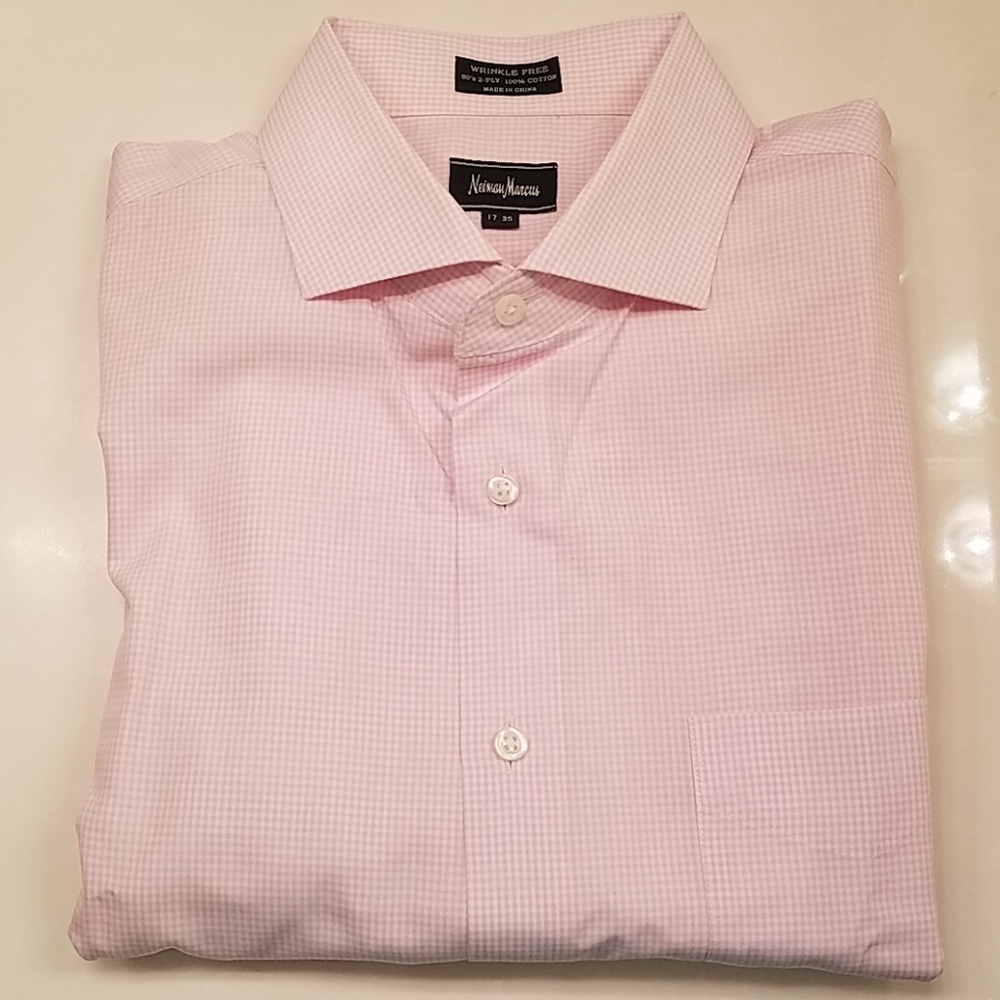 Neiman Marcus Pink Gingham Dress Shirt